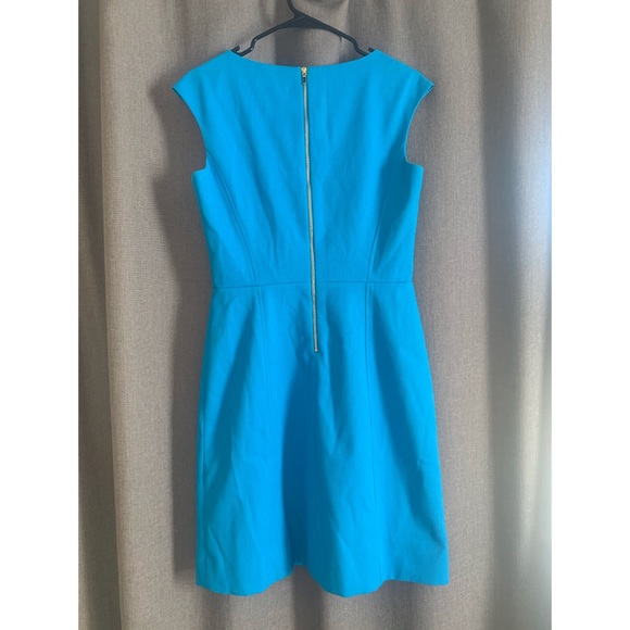 Blue Sheath Dress with Golden Button Detail - Picture 2 of 2